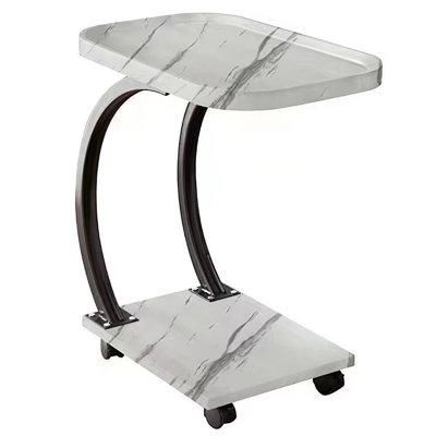C Shaped Side Table Movable Sofa End Table Modern Coffee Table With Wheels For Small Spaces