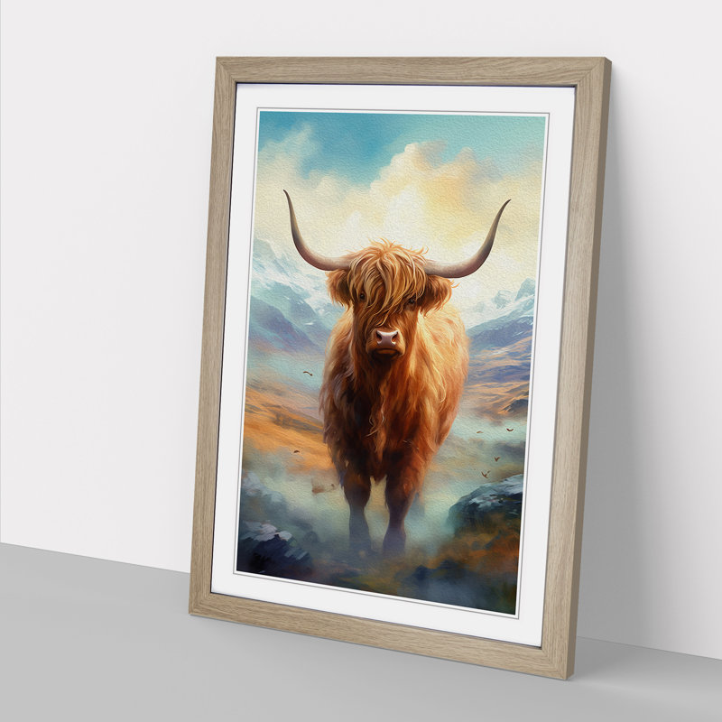 Highland Cow Romanticism Art - Framed Print