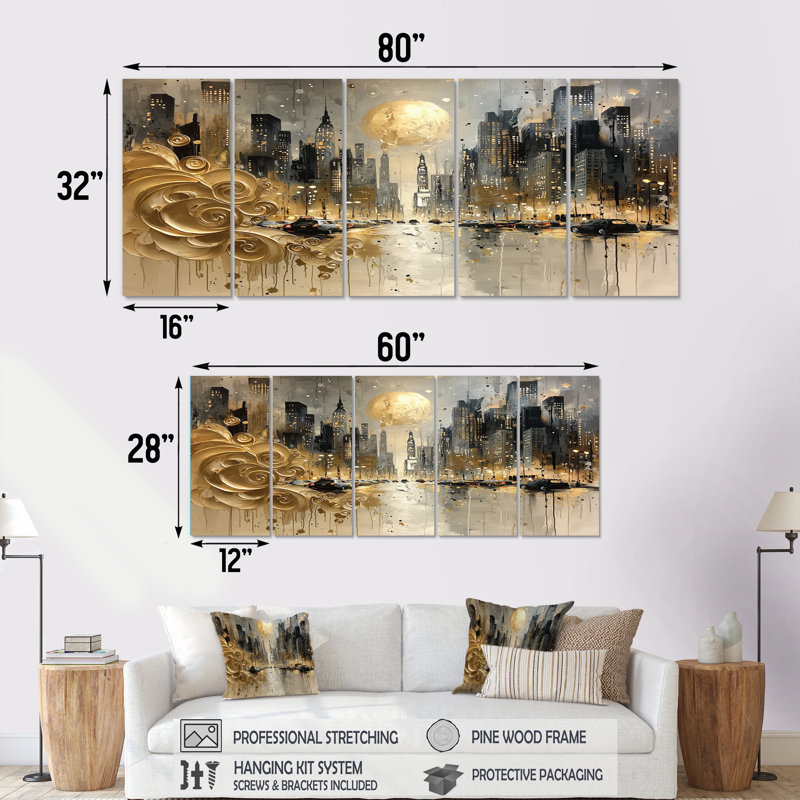 Broadway Buzz New York City I - Ensemble de décorations murales New York City, H 28 po x l 60 po