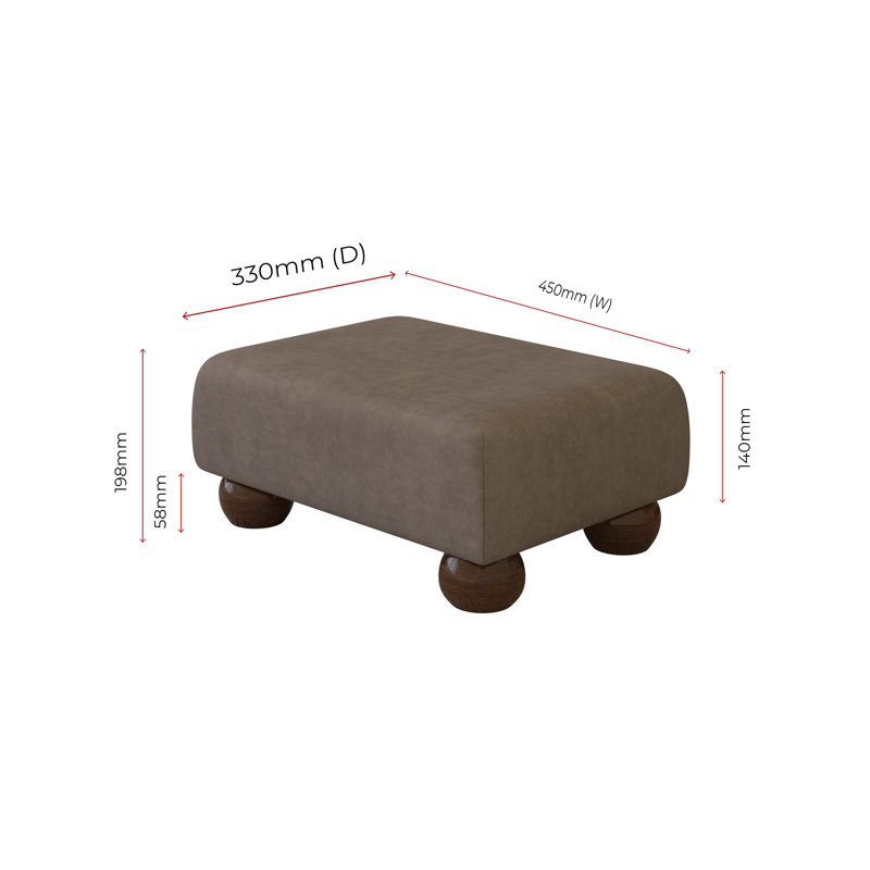 Autryville Wood Bun Feet - Fabric, Mahogany, Asphalt Dark Grey, Velvet