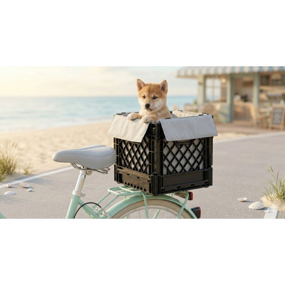 Secure Rear-Mounting Bicycle Basket Carrier for Small Dogs Up to 15 Pounds, Tool-Free Installation Using Straps, Waterproof and Comfortable Pet Seat Compatible with Most Bicycles