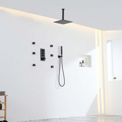 3-Functions 12" Ceiling-Mounted Thermostatic Shower System