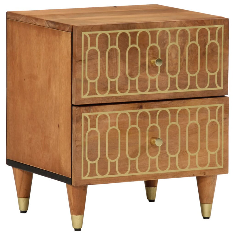 40cm W Solid + Manufactured Wood Bedside Table, Brown