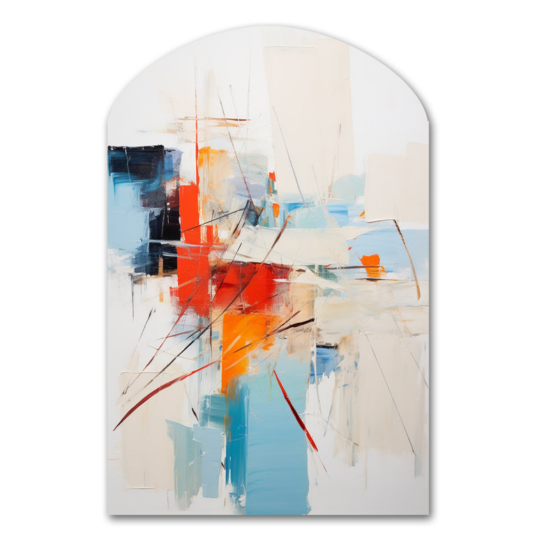 Corneliea - peinture abstraite en forme d'arche, art mural asymétrique, H 43 po x l 33 po