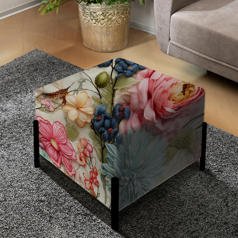 Vintage Patchwork Floral Flightiness - Patchwork Square Ottoman
