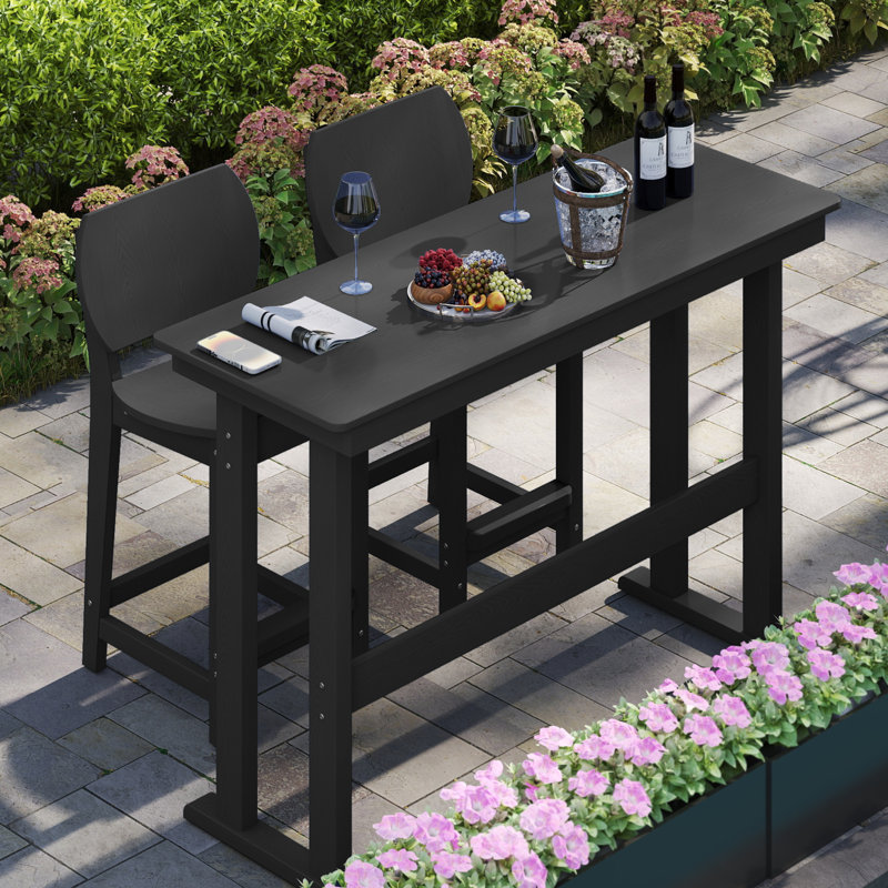 2-person Patio Bar Set Dining Table Poly Balcony Adirondack Bar Chair,HDPE Outdoor Patio Bar Set All Weather Dining Set, Poolside, Backyard, Garden  3 Piece