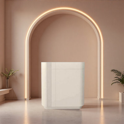 Petit comptoir de réception rétro 39,37 po, bureau d'accueil compact avec rangement verrouillable et trou pour câbles pour salon, spa, boutique ou magasin de détail