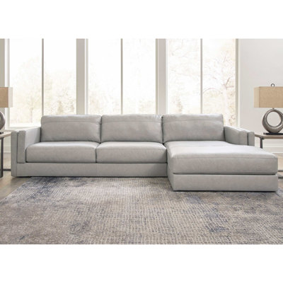 Amiata Glacier Leather 2pc RAF Chaise Sectional
