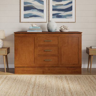 Charleston Wood Murphy Bed Chest with 6" Mattress