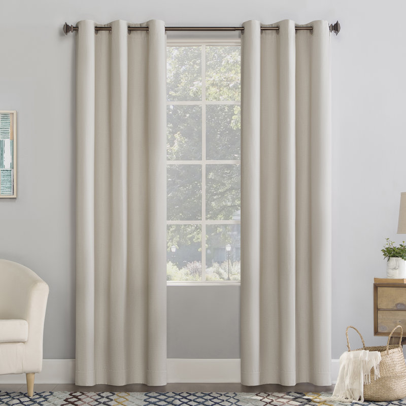Coel Textured Draft Shield Fleece Insulated Room Darkening Grommet Curtain Panel, 40" W x 96" L, Stone