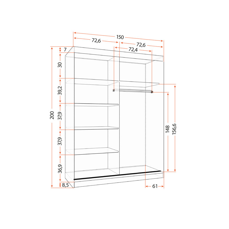 Tefanes 2 Door Laminate Wardrobe, Sonoma Oak/Sonoma Oak