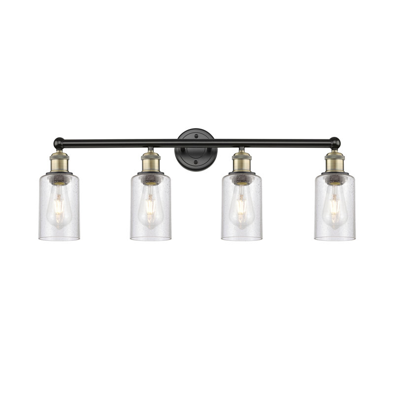 Éclairage pour meuble-lavabo à 4 lumières 30,875 pouces Caldello, Laiton antique noir, Bullé