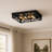 6-Light Matte Black Farmhouse Square Flush Mount Ceiling Light