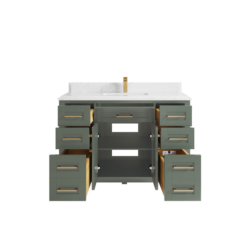 Meuble-lavabo simple 48 po avec plateau en quartz Cambridge, Empira