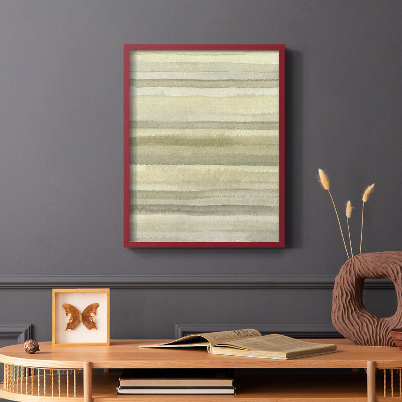 Lines in Neutral I Framed Print - Solid Wood, Red, 10" H x 8" W
