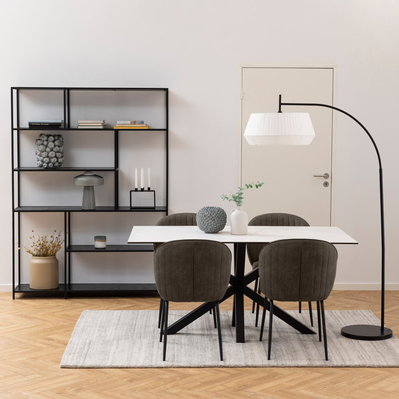 Metal Base Dining Table, White