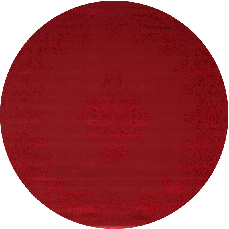 Tapis de zone rouge contemporaine, Rond 7 pi