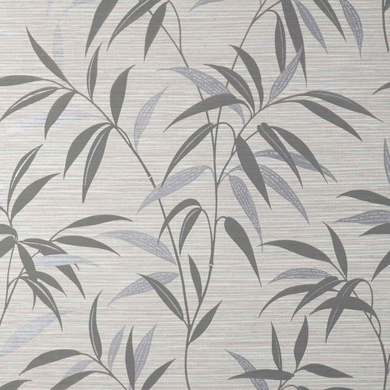 Aluta Neutral Leaf Wallpaper, Gray