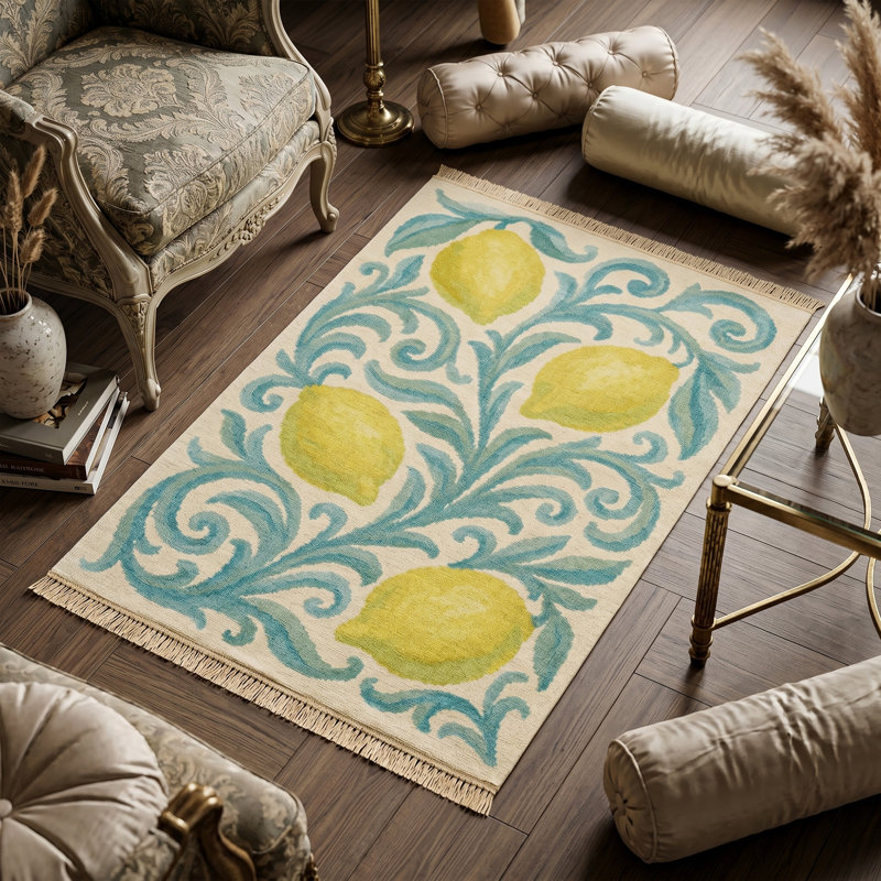 Coastal Citrus Scroll Kitchen Mat