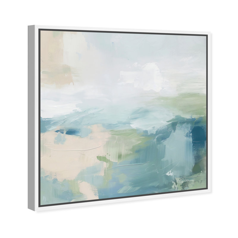 Turquoise Echoes I Canvas Abstract Print by Oliver Gal, Black Frame, 12 x 12, 13"H x 13"W, White Frame