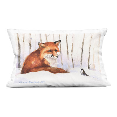 Coussin décoratif imprimé réunion de renard et moineau, conception par George Dyachenko