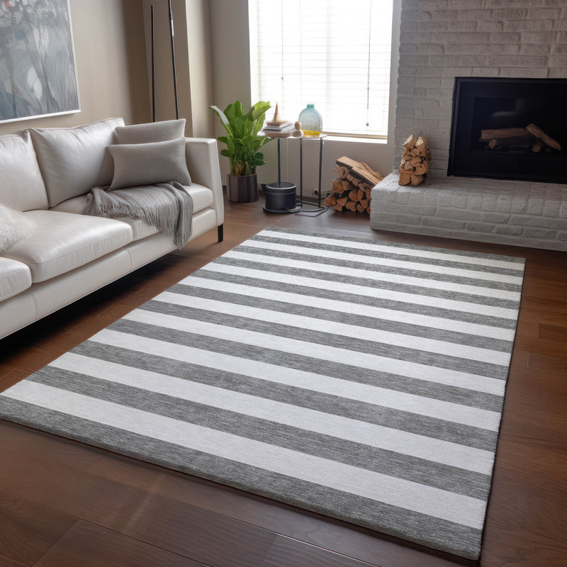 Premium Machine Washable Cerrito AMF528 Gray Rug, Rectangle 8' x 10'