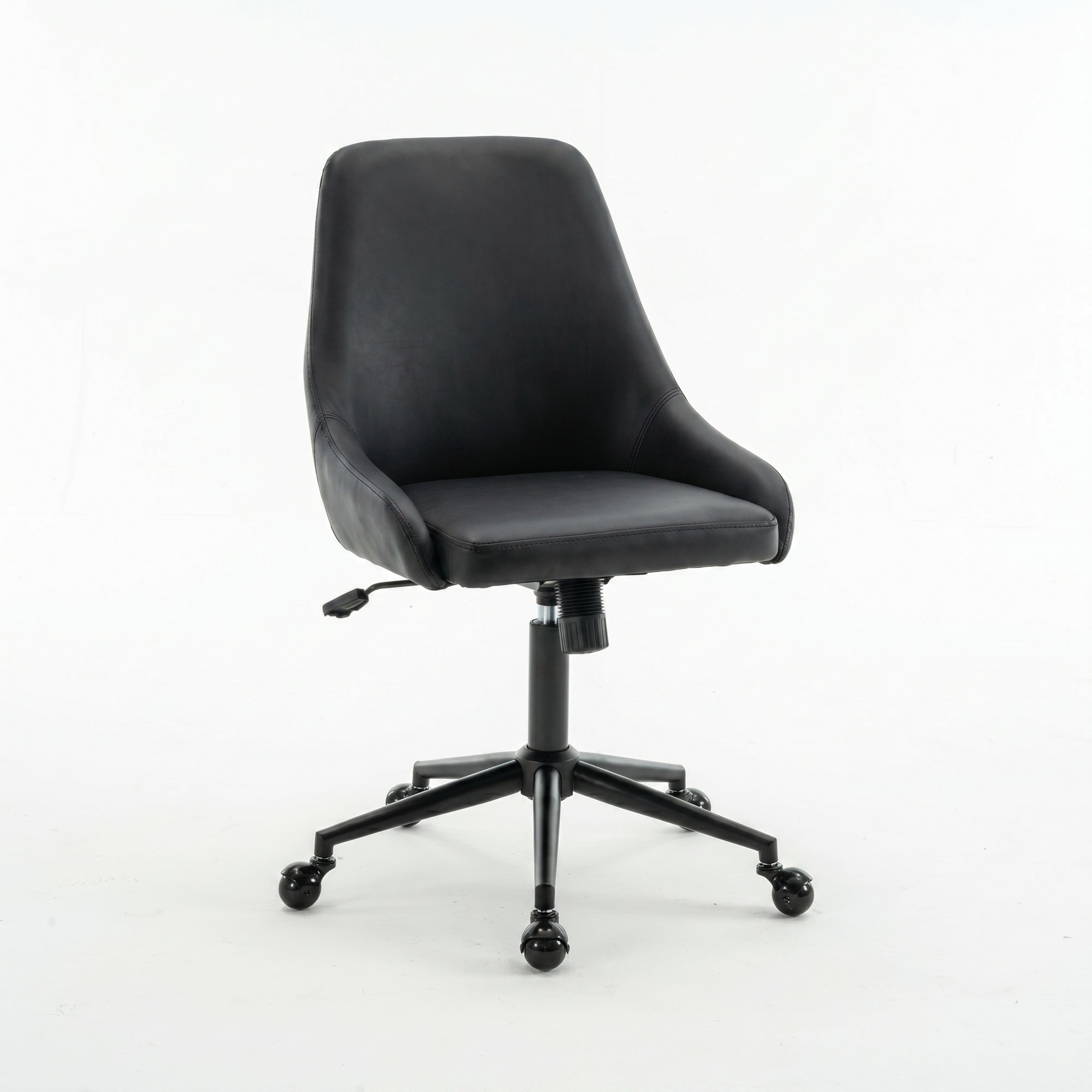 Vanora Swivel Office Chair, Black Faux Leather