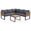 Ensemble de 4 chaises de jardin pour l'extérieur, canapé modulaire en L et structure en bois avec coussin moelleux et tables basses pour le jardin, la cour, le porche et la terrasse-1314442492