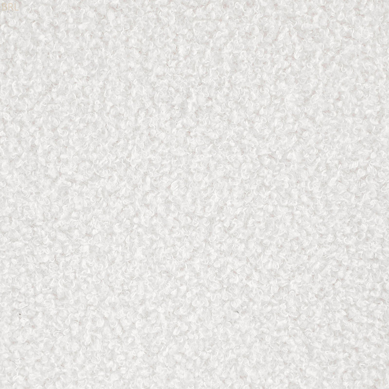 Faux Sheepskin Upholstered Round Ottoman, Ivory