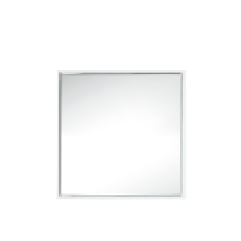 Milan Beveled Wall Mirror, Glossy White, 35.38" x 35.38"