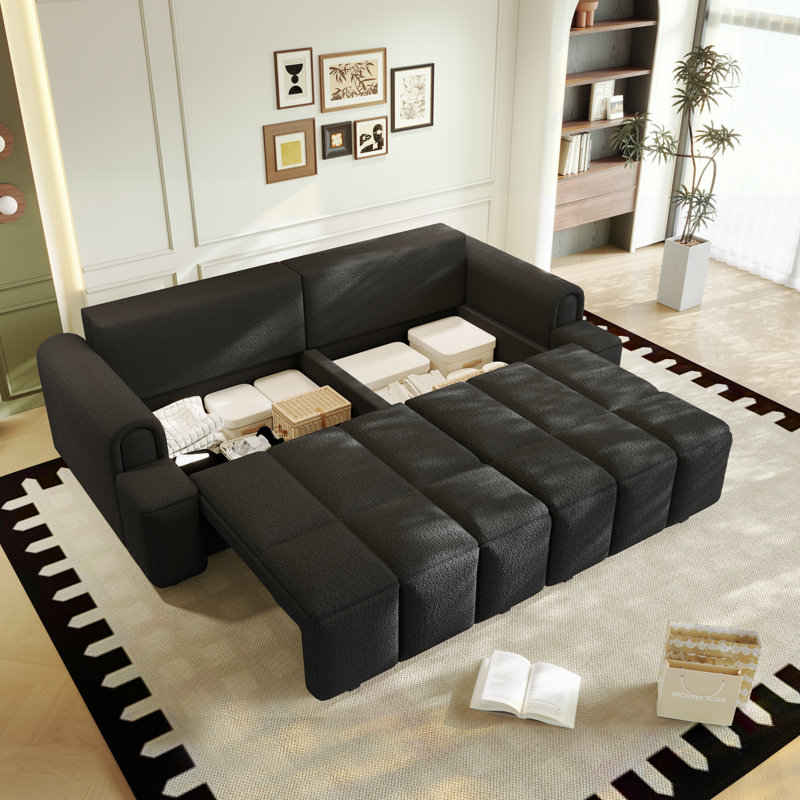 Canapé confortable en tissu 4 places, Noir