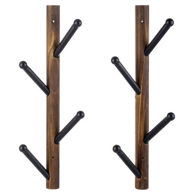 Solid Wood 8-Hook Wall Mounted Coat Rack