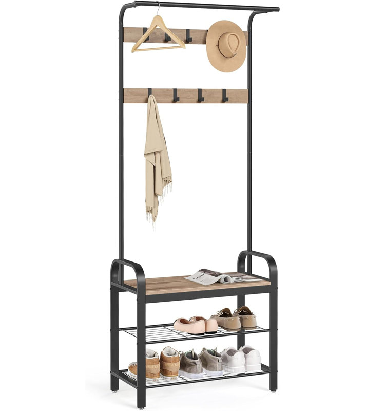 Hat and Coat Hallway Unit, Oak/Black