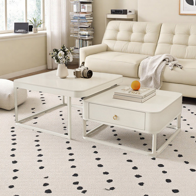 Table basse Minimalist Luxury, H 17 po x L 27,55 po x l 27,55 po, Blanc