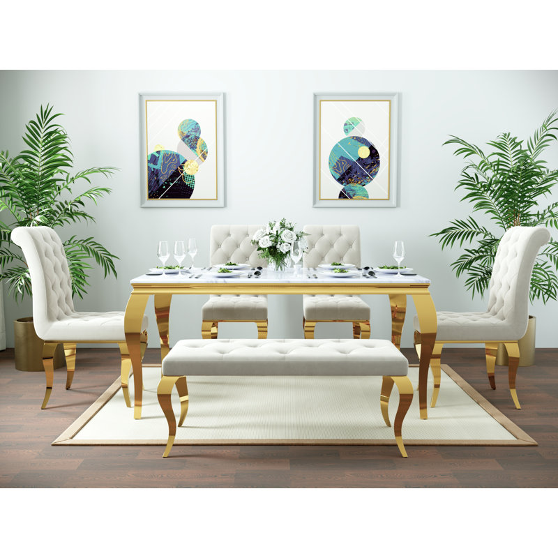 Table de salle à manger rectangulaire Kameko L 62,9 po x l 35,4 po