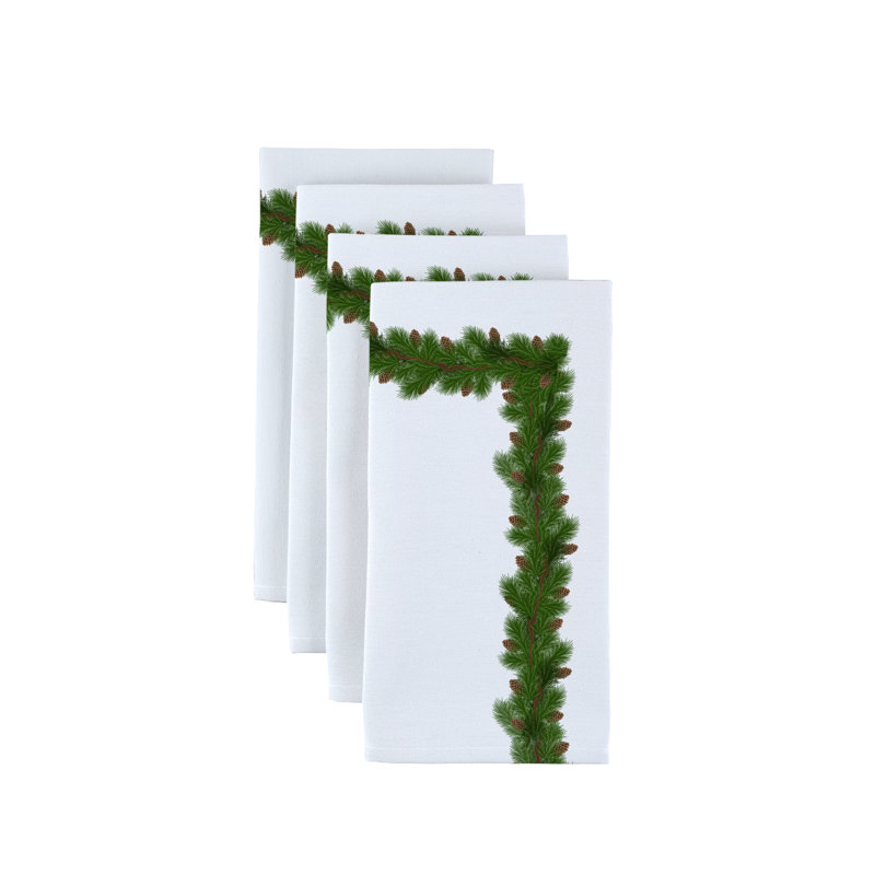 Polyester No Pattern Square Napkin, Pine and Cone Garland