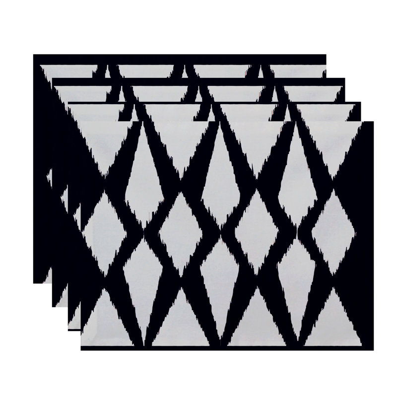 Ensemble de napperons 4 pièces Figaro, Bleu marine printanier