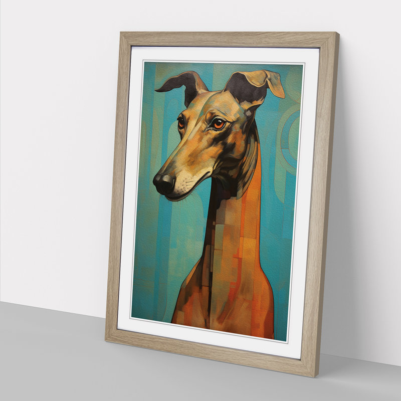 Greyhound Art Deco - Framed Print