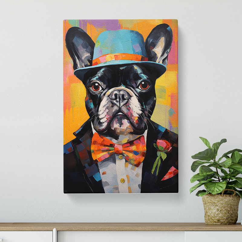 French Bulldog Dadaism Art No.2 - Wrapped Canvas, 76cm H x 50cm W x 3cm D