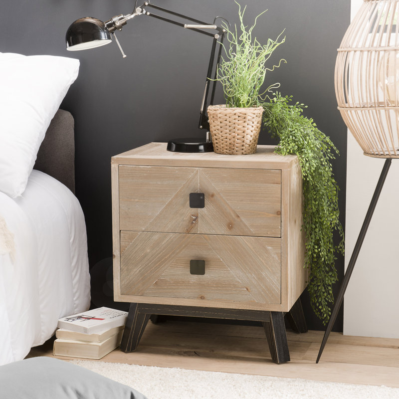 Carty 48cm W Solid Wood Bedside Table