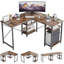  Bureau d'ordinateur en L réversible avec tablettes en L