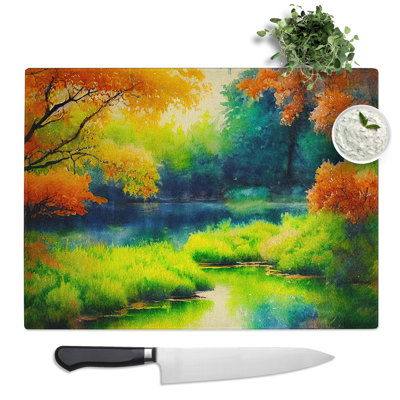 Watercolour Pond Vol.3  Glass Chopping Board