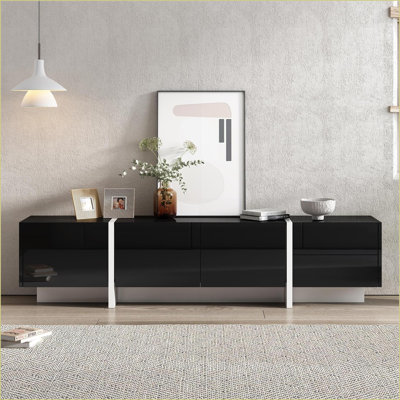 Meuble télé: blanc moderne Meuble télé noir avec rangement pour téléviseur de 80 po ou moins | Gammes de téléviseurs | Panneau de particules