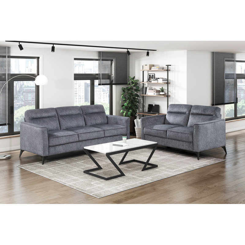 Causeuse de salon moderne en microfibre brun clair avec revêtement en microfibre et siège confortable avec pieds en métal noir, mobilier contemporain, 1 pièce