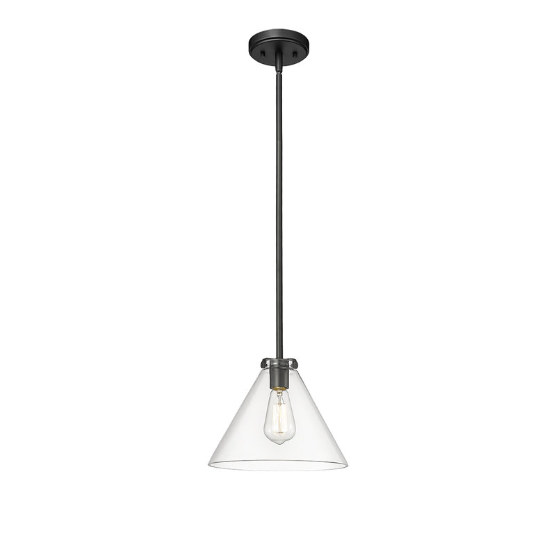 Luminaire suspendu conique à 1 lumière Greaves, Noir mat