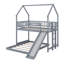 House Bunk Bed With Slide, Wood Twin Over Full L-Shape-958026095