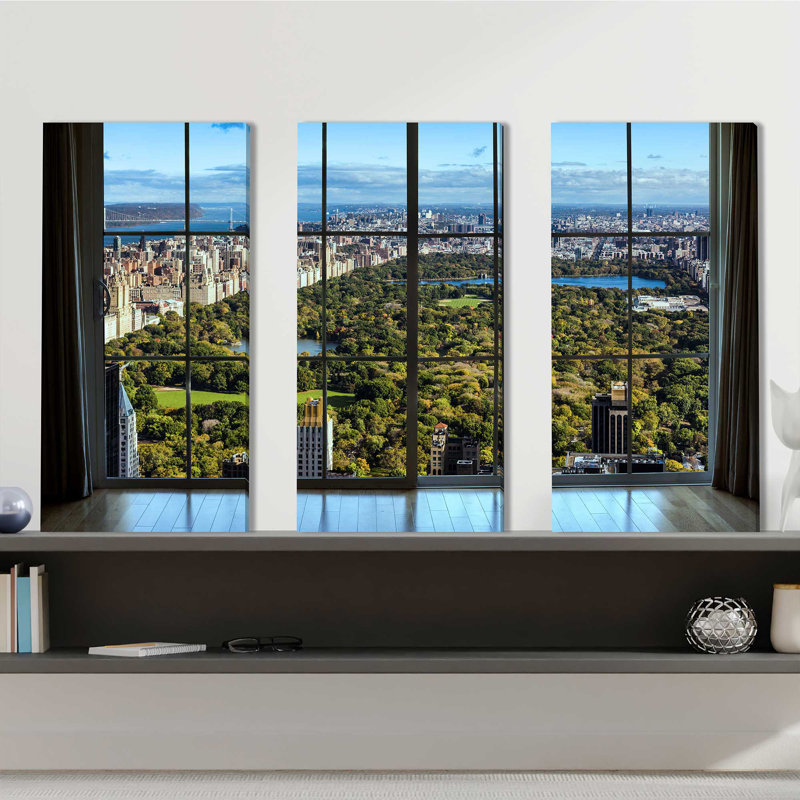 «New York Central Park I Window», ensemble de 3 impressions sur toile