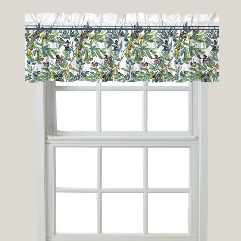 Cantonnière florale sur mesure 60 po en blanc / vert