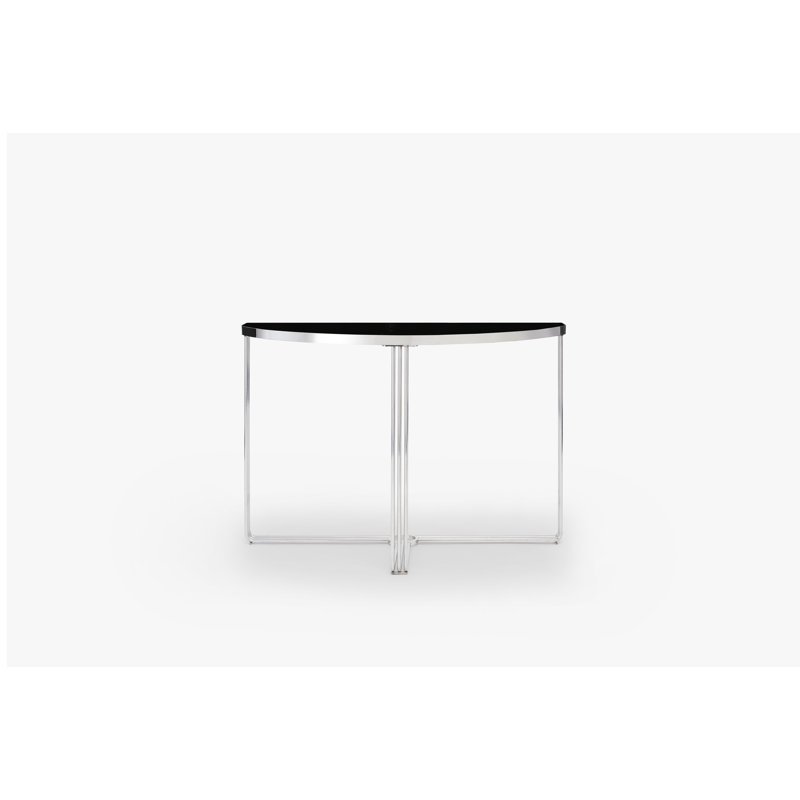 Ariss 109cm Glass Top Console Table, Chrome , Black 