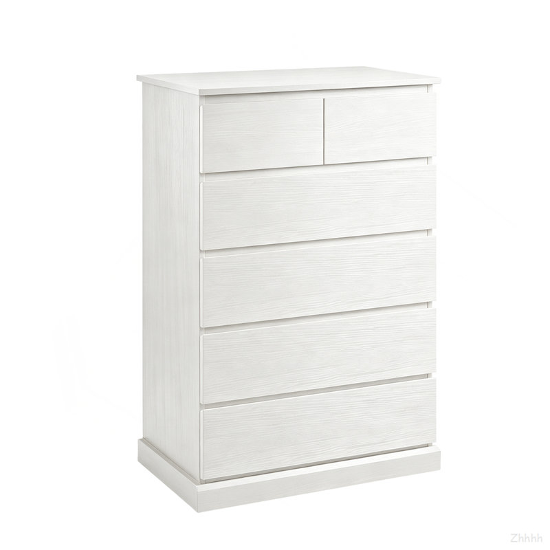 Commode 6 tiroirs pour chambre à coucher, commode haute pour chambre à coucher, commode moderne avec poignées dissimulées, armoire de rangement verticale en bois pour chambre à coucher, salon, entrée, blanc